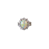 14k White Gold Diamond and Opal Ring