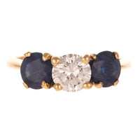 CLASSIC DIAMOND & SAPPHIRE RING IN 14K