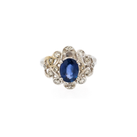 14kt white gold 1.59ct diamond sapphire filigree ring