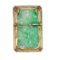 J.E. Caldwell 18k Yellow Gold Carved Jade Brooch