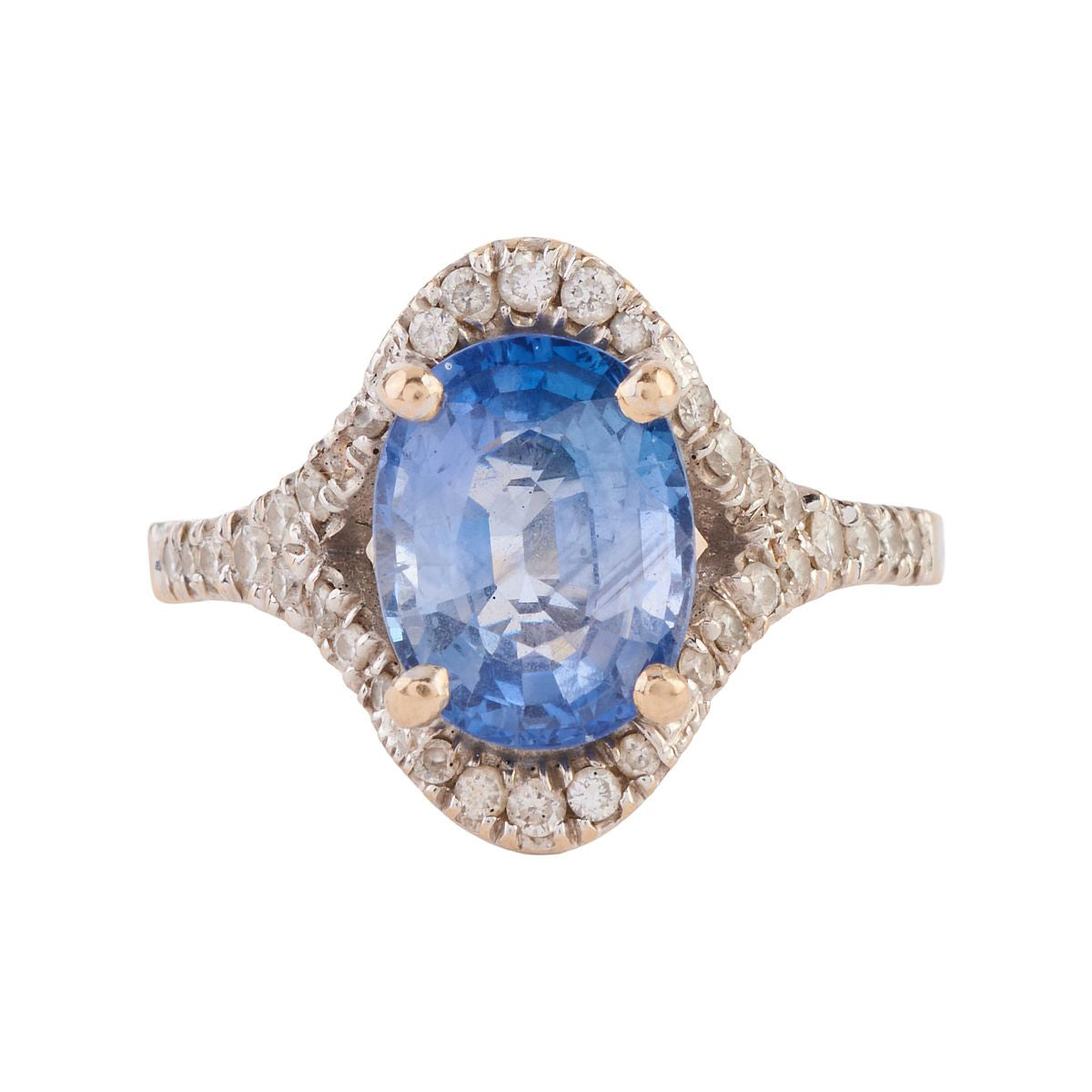 Sapphire, Diamond, 18k White Gold Ring