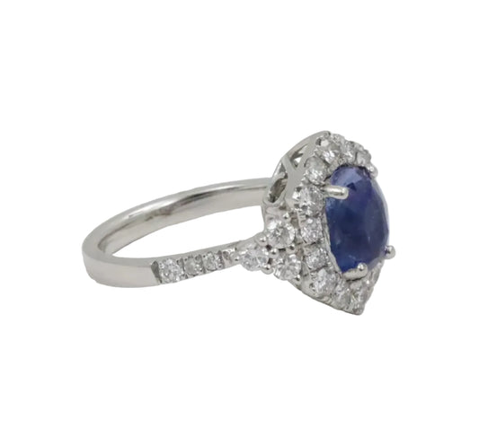 Platinum Saphire And Diamond Ring, GIA
