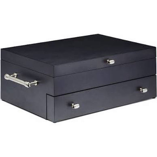 Reed and Barton 2 Tier Wood Charcoal Flatware Chest