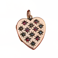 9Ct Yellow Gold Garnet Seed Pearl Heart Locket Pendant