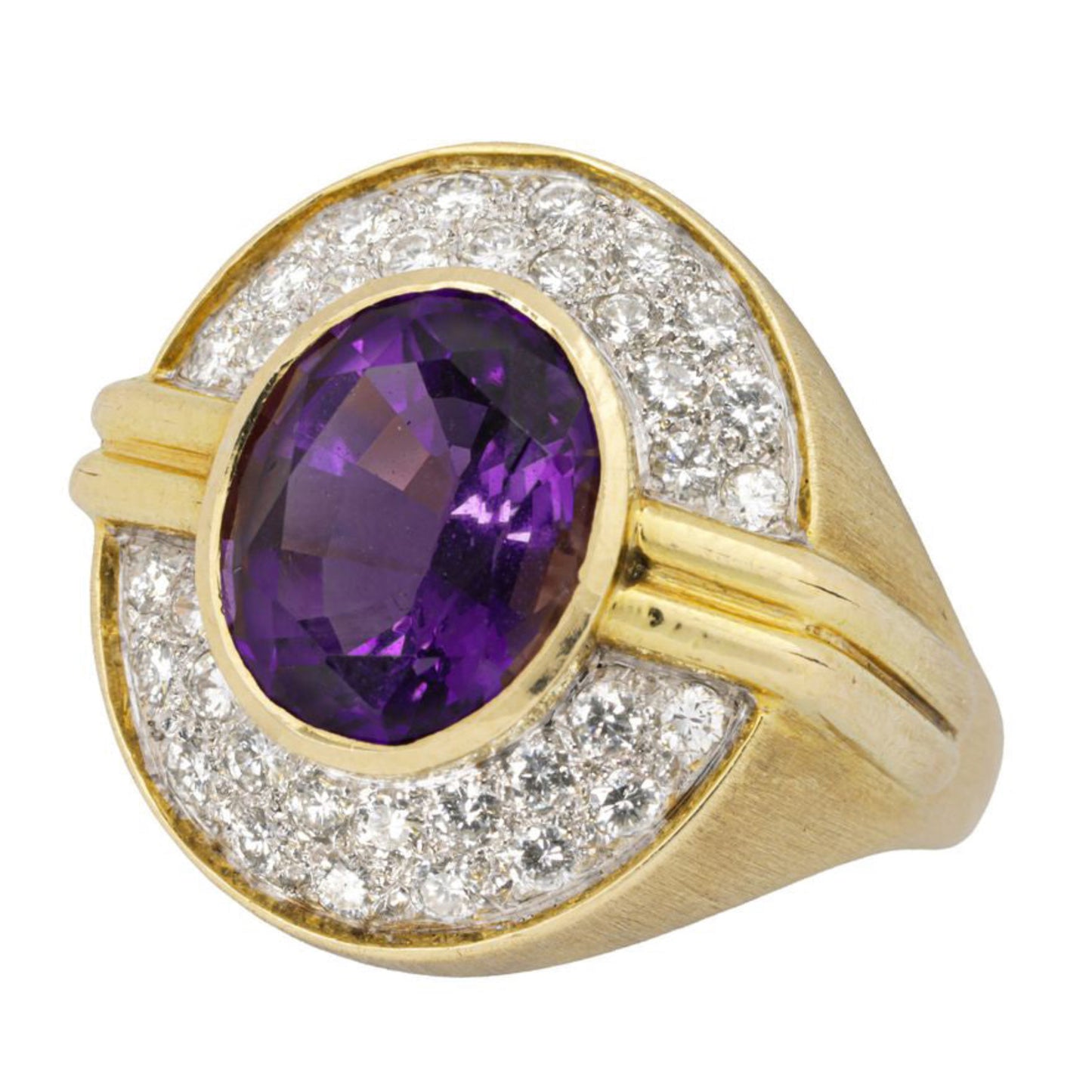 Amethyst, Diamond, And 18K Gold Ring