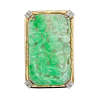 J.E. Caldwell 18k Yellow Gold Carved Jade Brooch