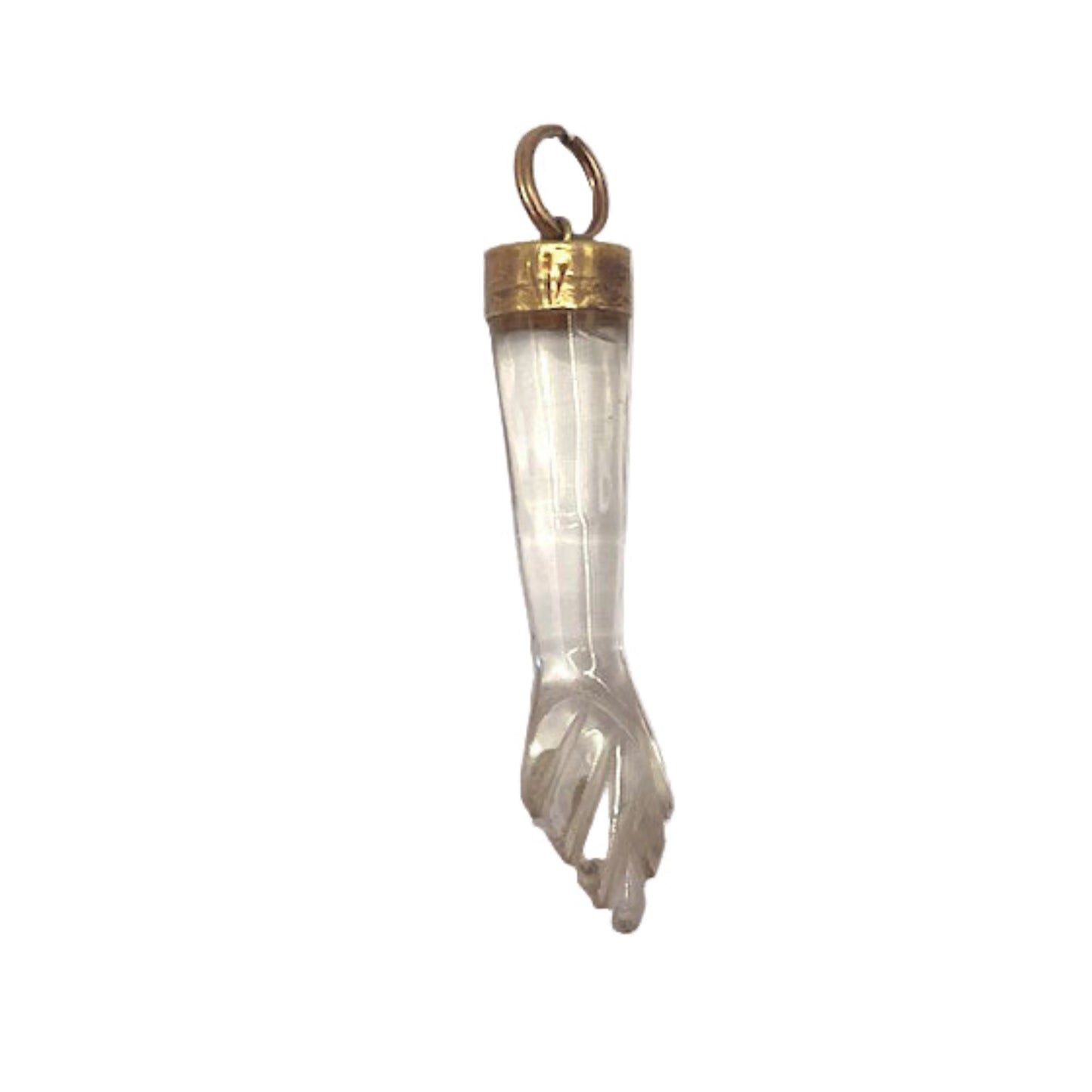 18kt gold figa charm rock quartz crystal 1 3/4”