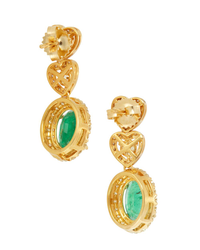 A Pair of Emerald and Diamond Earrings