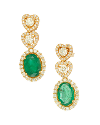A Pair of Emerald and Diamond Earrings