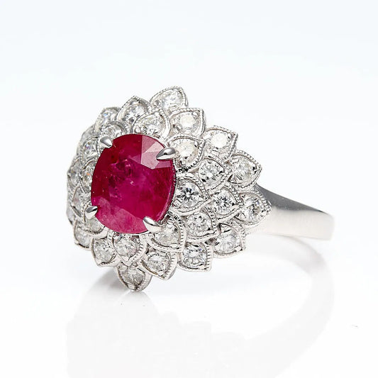 Oscar Friedman Platinum Ruby & Diamond Ring