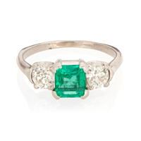 Platinum Emerald And Diamond Ring