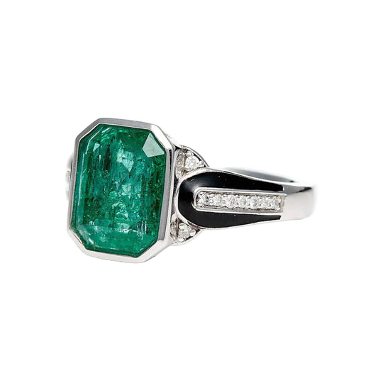 Platinum Sheffield & Sons Emerald & Diamond Ring