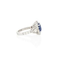 PLATINUM, SAPPHIRE, AND DIAMOND RING