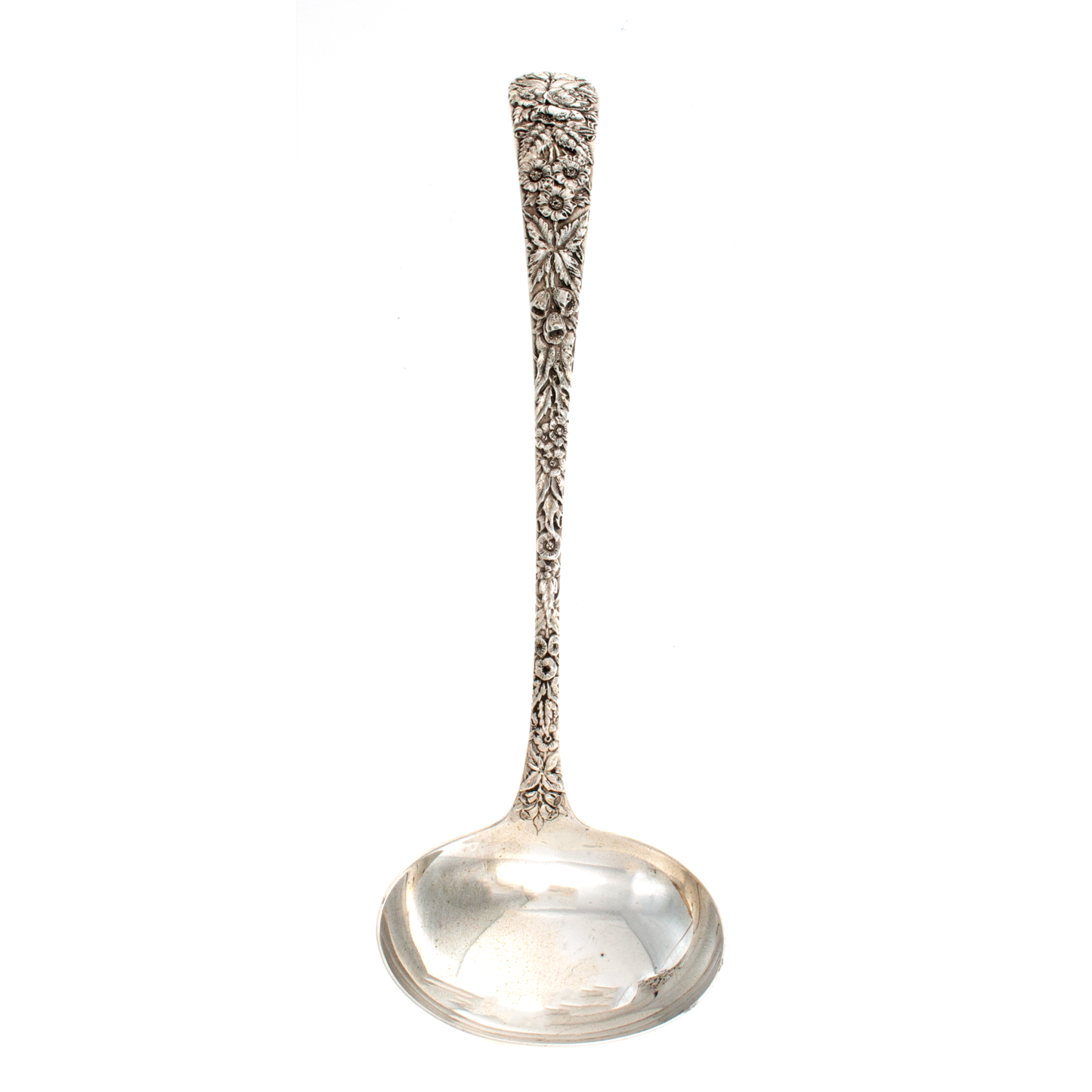 Repousse Sterling Silver Soup Ladle 11”
