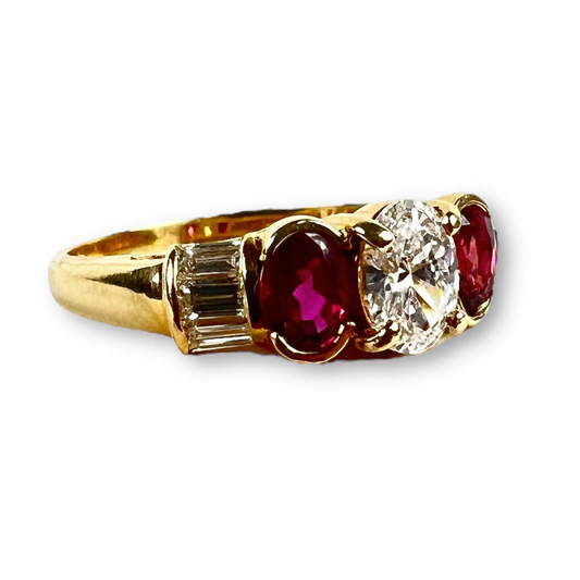 14k Yellow Gold Diamond and Ruby Ring