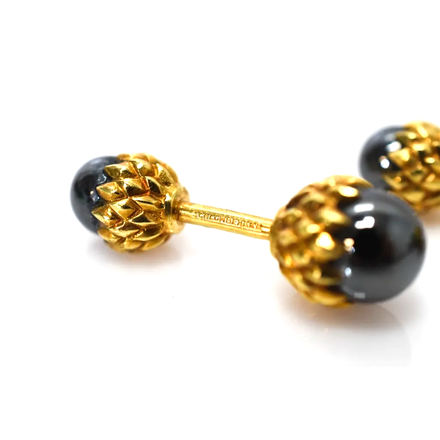 18k Yellow Gold Tiffany Co.Schlumberger Acorn Cufflinks Bar Set