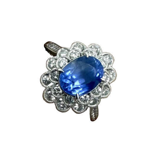 PLATINUM BURMESE SAPPHIRE AND DIAMOND RING
