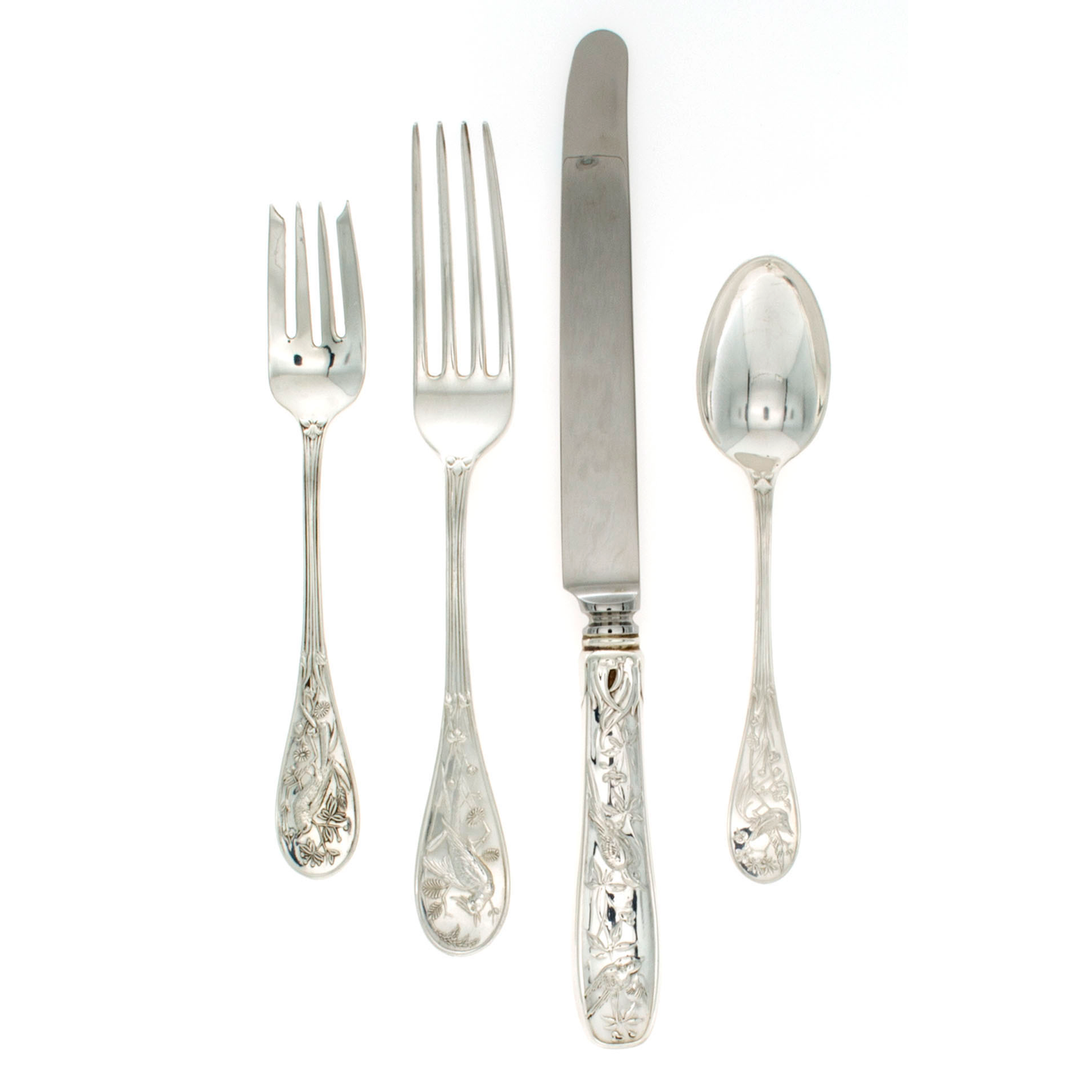 Tiffany Audubon sterling Silver 4 Piece Dinner Size Setting