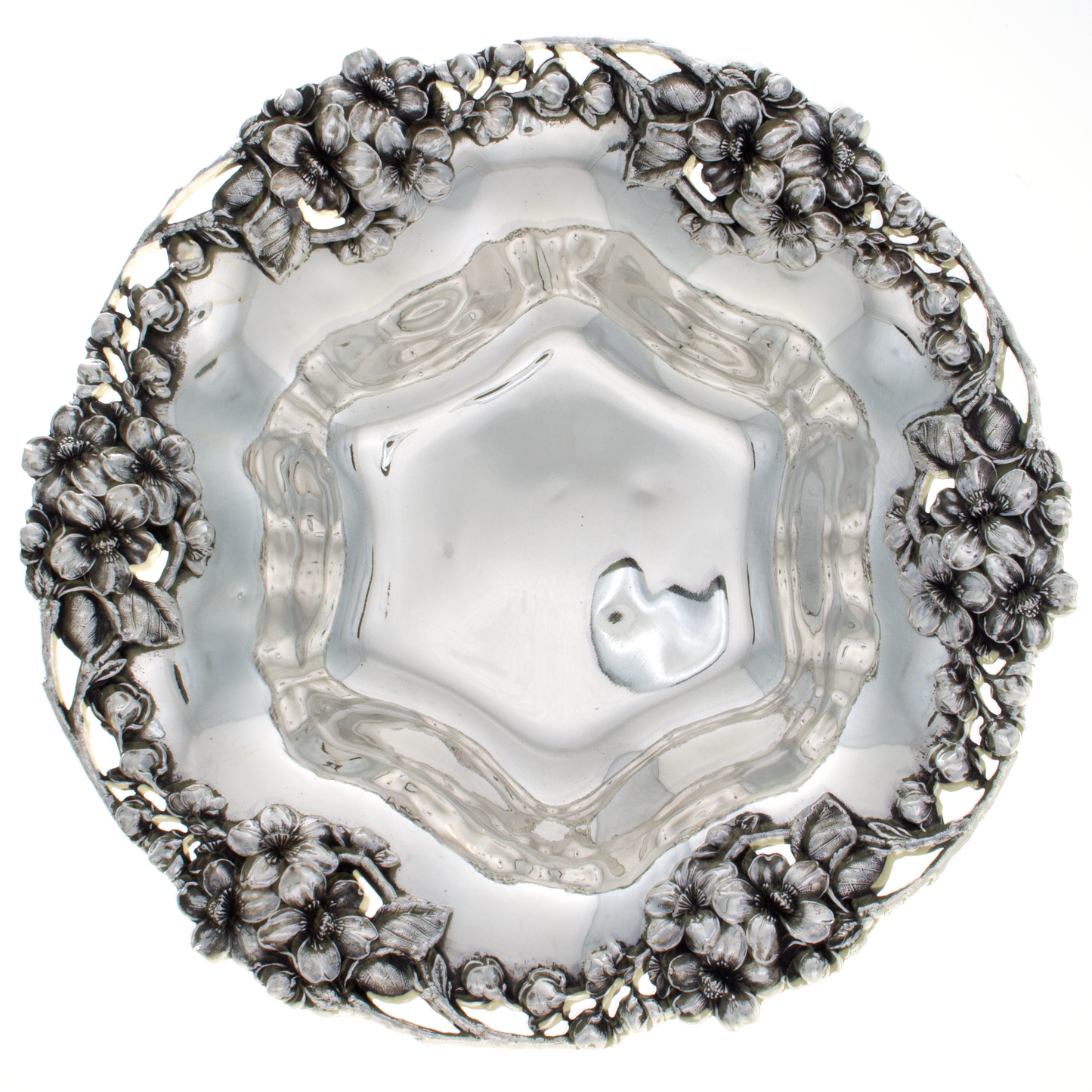 Sterling Silver Bowl with Flowers And Branches