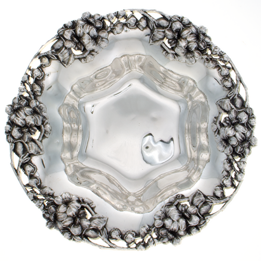 Sterling Silver Bowl with Flowers And Branches