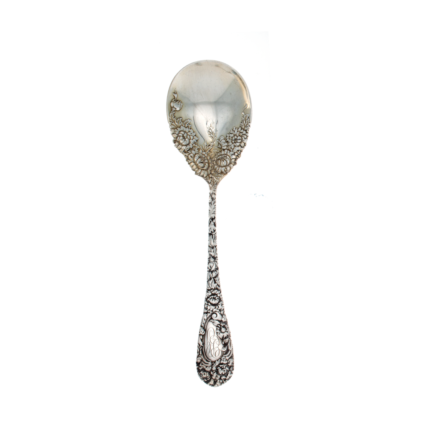 Durgin Chrysanthemum Sterling Silver Preserve Spoon