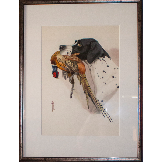 Boris Riabouchinsky (Riab) Watercolor Painting "Pointer"