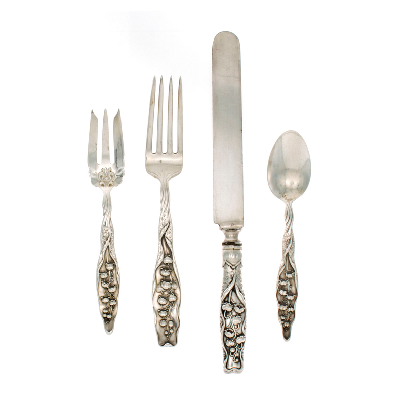 Lily of The Valley Sterling Silver 4 Piece Dinner Size Setting with Pastry Fork