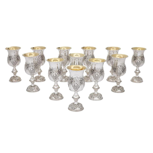 Large Italian Sterling Silver Goblet Applied Grapes