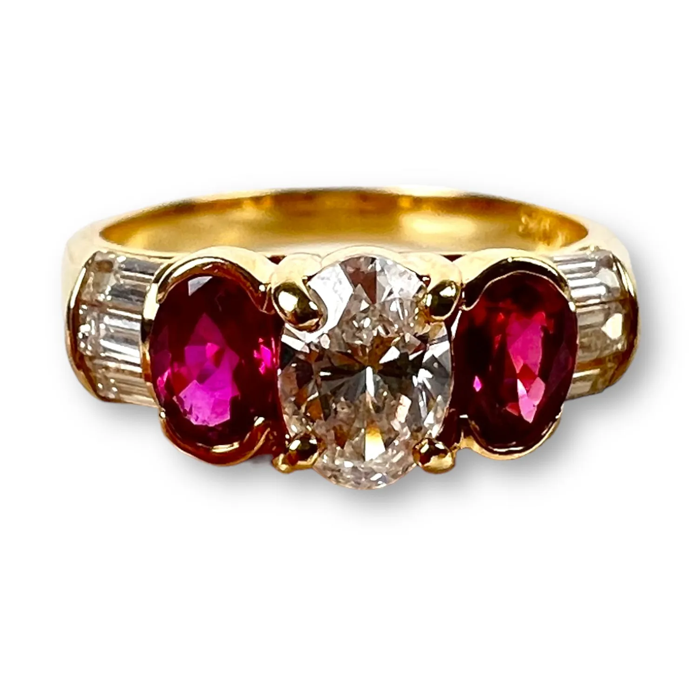 14k Yellow Gold Diamond and Ruby Ring