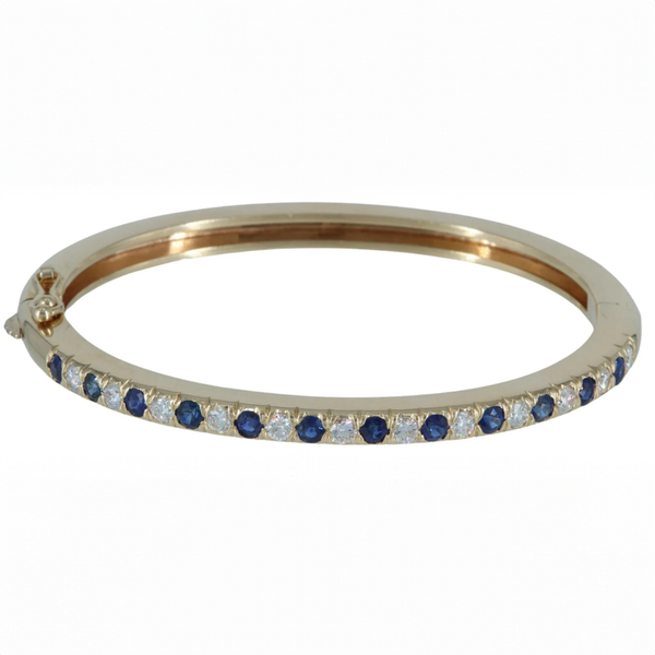 14kt Yellow Gold Sapphire Diamond Bangle Bracelet