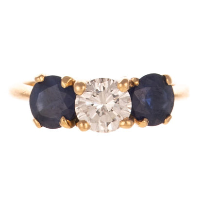 CLASSIC DIAMOND & SAPPHIRE RING IN 14K