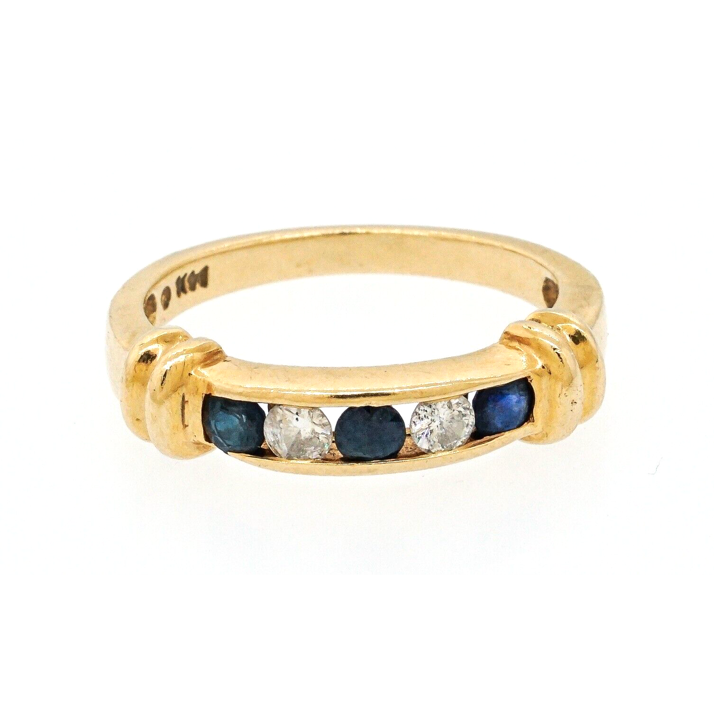14K Yellow Gold 0.50Ct Diamond & Sapphire Band