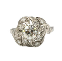 14Kt Old European Cut Diamond Cluster Ring