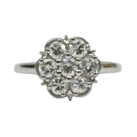 14K White Gold Circular 1.00ct Diamond Cluster Ring