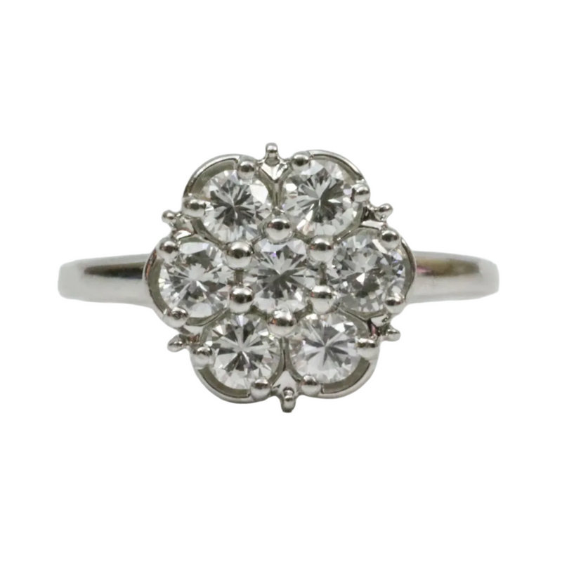 14K White Gold Circular 1.00ct Diamond Cluster Ring