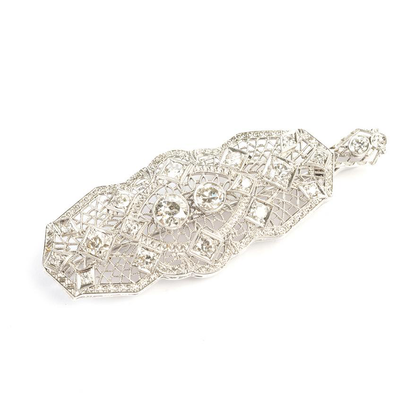 14K WHITE GOLD DIAMOND PENDANT BROOCH - PENDANT