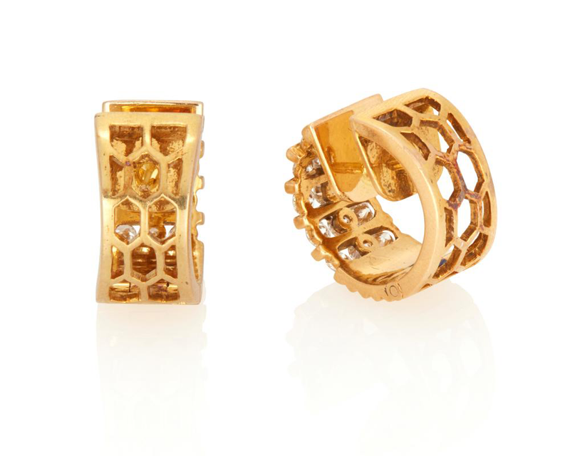 A Pair of Gold and Diamond Huggie Earrings