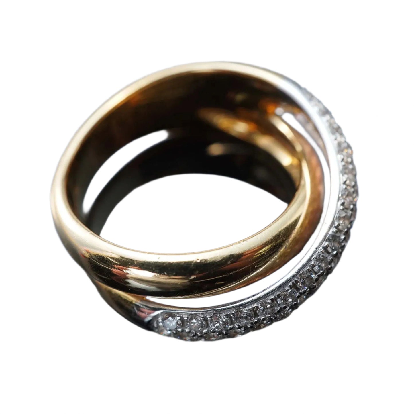 18K Gold and Diamond Ring by Birks, Crossover Design
