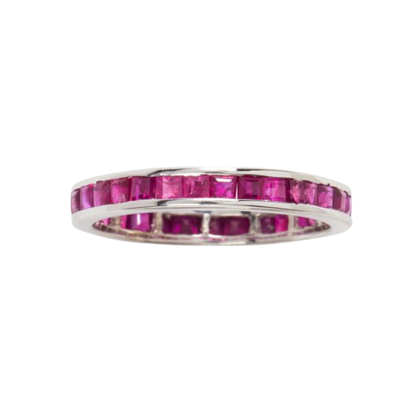 14k White Gold Ruby Band Ring