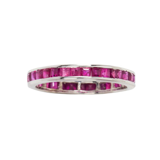 14k White Gold Ruby Band Ring