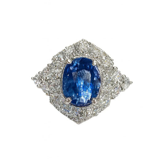 Platinum Saphire And Diamond Ring, GIA