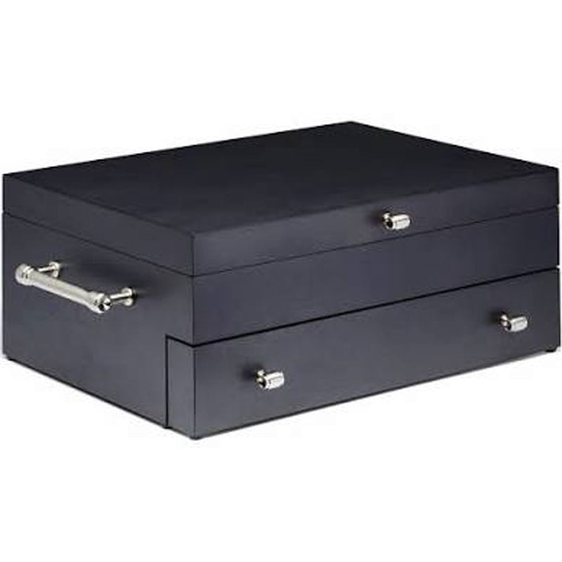 Reed and Barton 2 Tier Wood Charcoal Flatware Chest