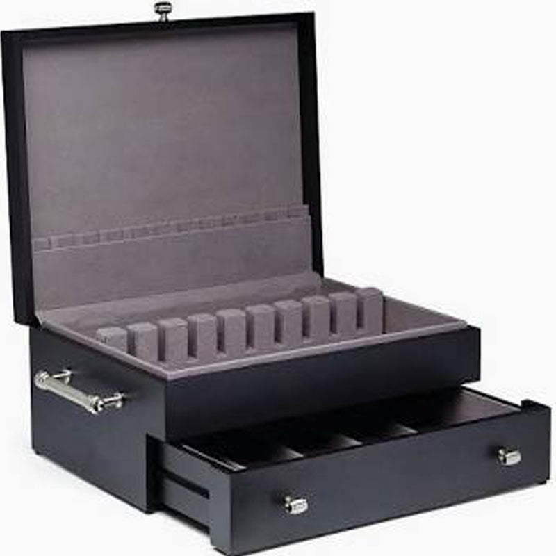 Reed and Barton 2 Tier Wood Charcoal Flatware Chest