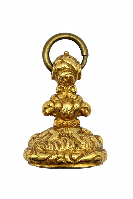 9 Kt Large Antique Watch fob Dog charm