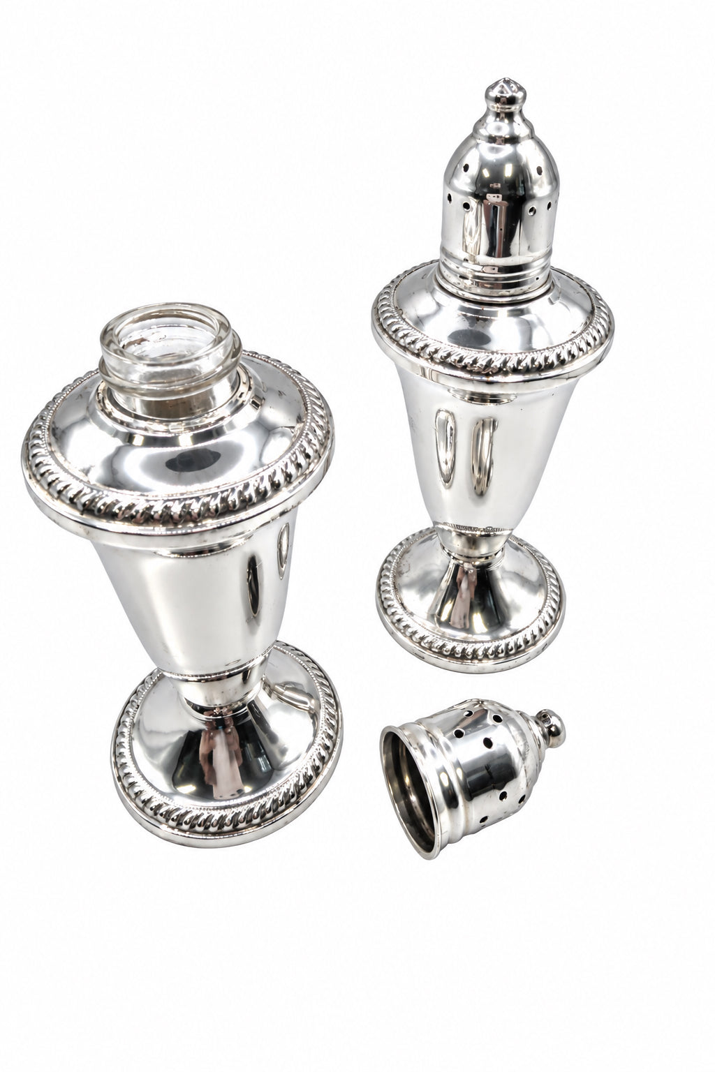 Salt And Pepper Sterling Set Duchin Glass Lined