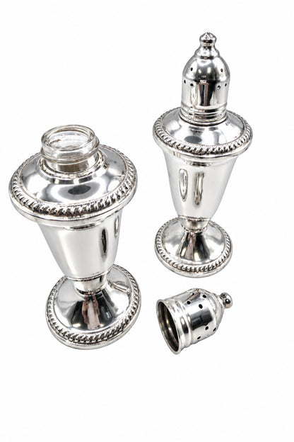 Salt And Pepper Sterling Set Duchin Glass Lined