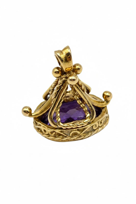 9 Kt gold Watch fob Amethyst