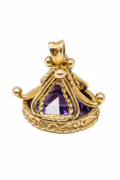 9 Kt gold Watch fob Amethyst