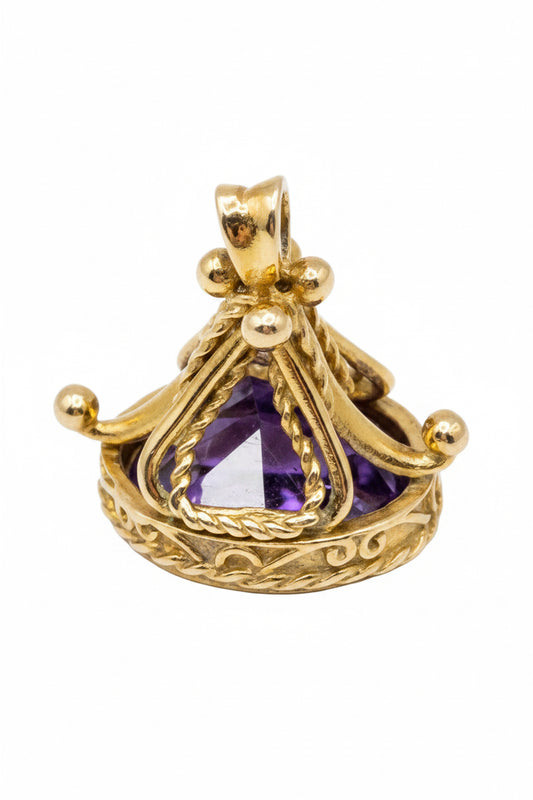 9 Kt gold Watch fob Amethyst