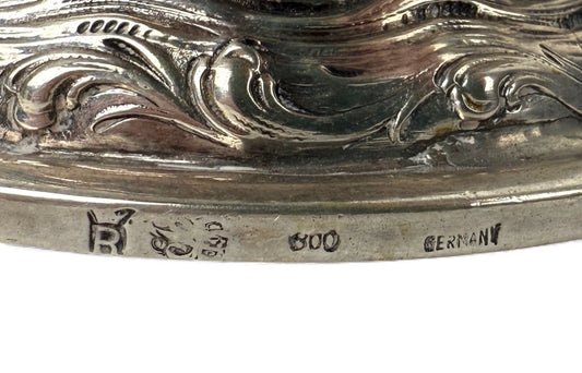 Pair of German 800 Silver Dolphin & Cherub Candles